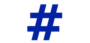Hashtag against a solid white background.