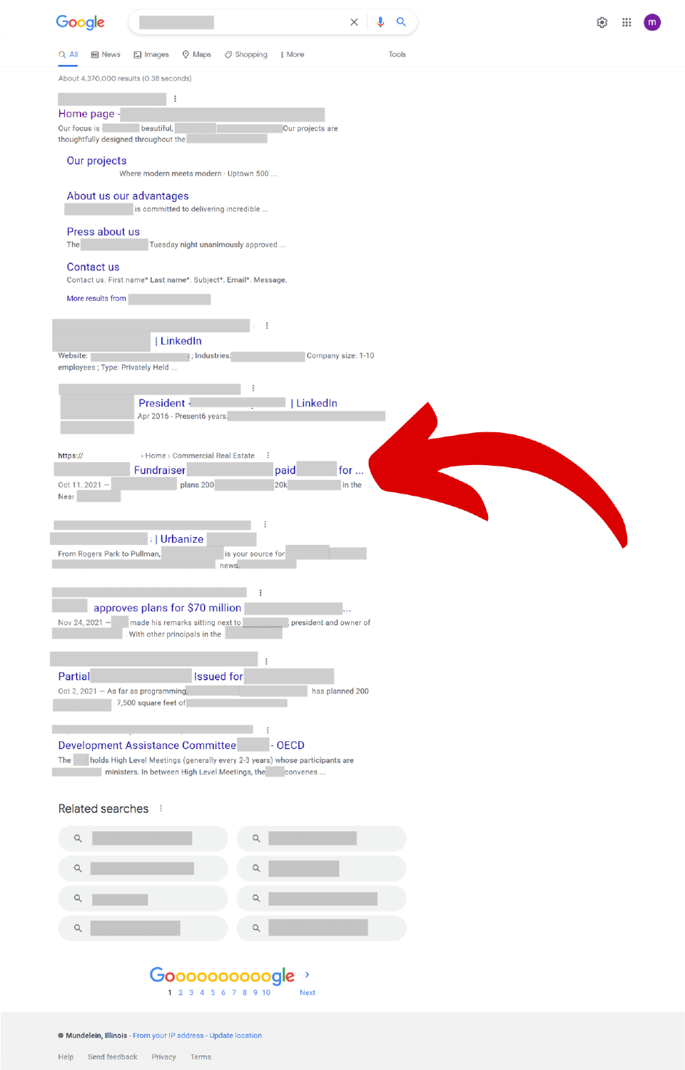 Online Reputation Management results.