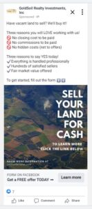 Non government Facebook ad example 7